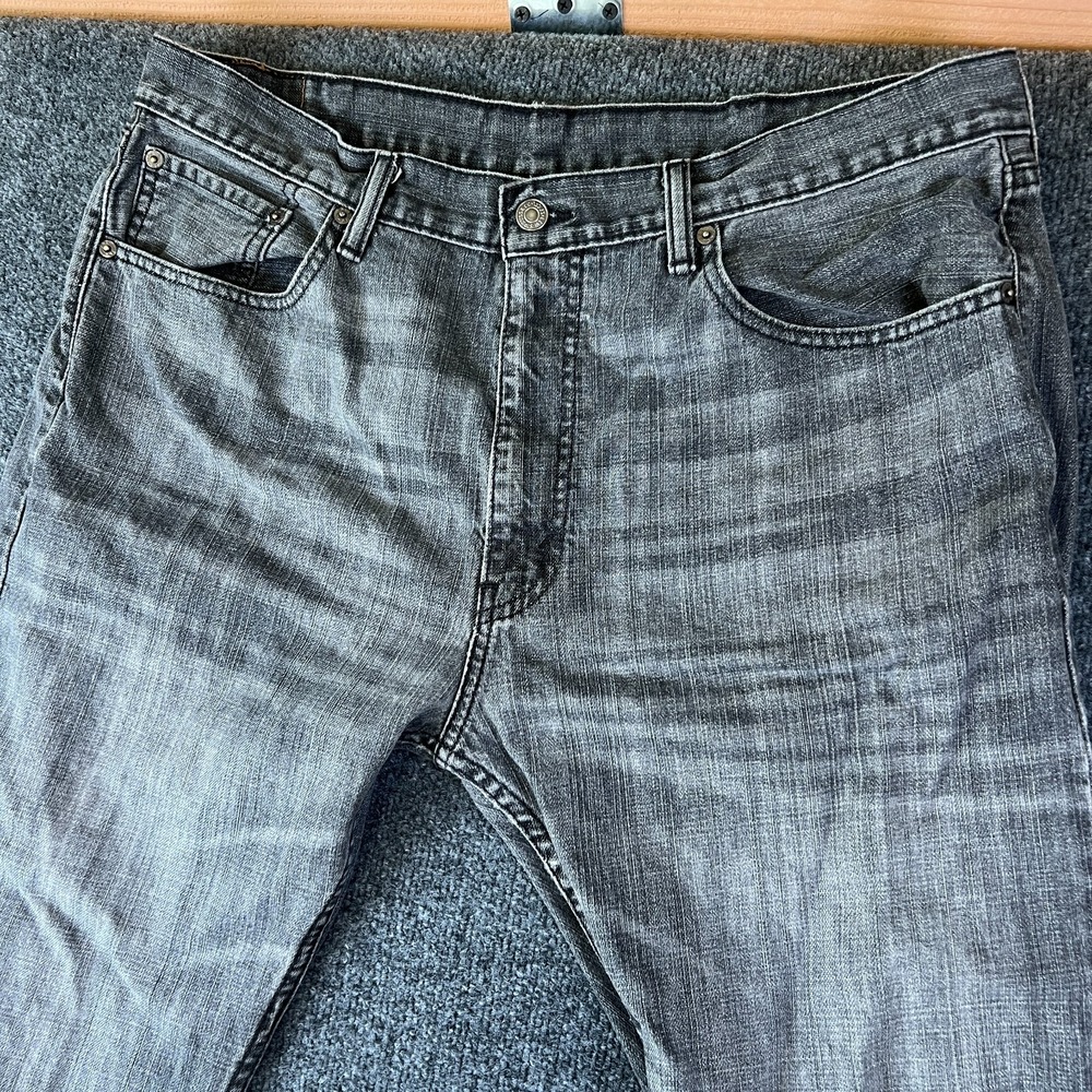 Levi's 565 Jeans Mens 38x31 Gray Denim Cotton Mid Rise Whiskered Straight Leg